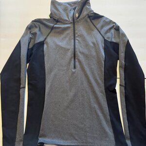 Under Armour Womens ColdGear 1/4 Zip Pullover Size L Gray Black Athletic Top
